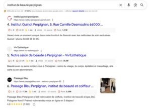 Recherches Google : Sites web instituts de beauté