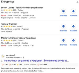 Site internet traiteur - google