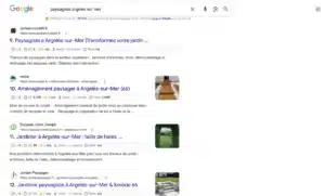 Recherche google - référencement paysagiste local