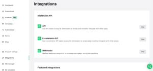 Mailerlite - intégrations